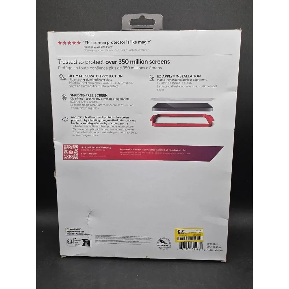 Zagg InvisibleShield Glass Elite Screen Protector For New iPad Pro 2024 Small